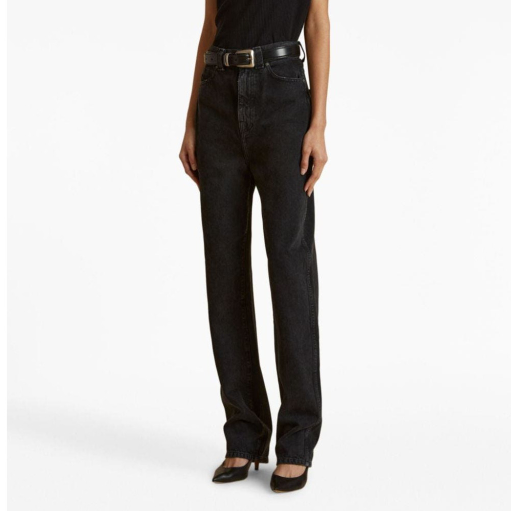 NWT Khaite The Albi High Rise Slim Fit Tapered Jeans Black Size 25